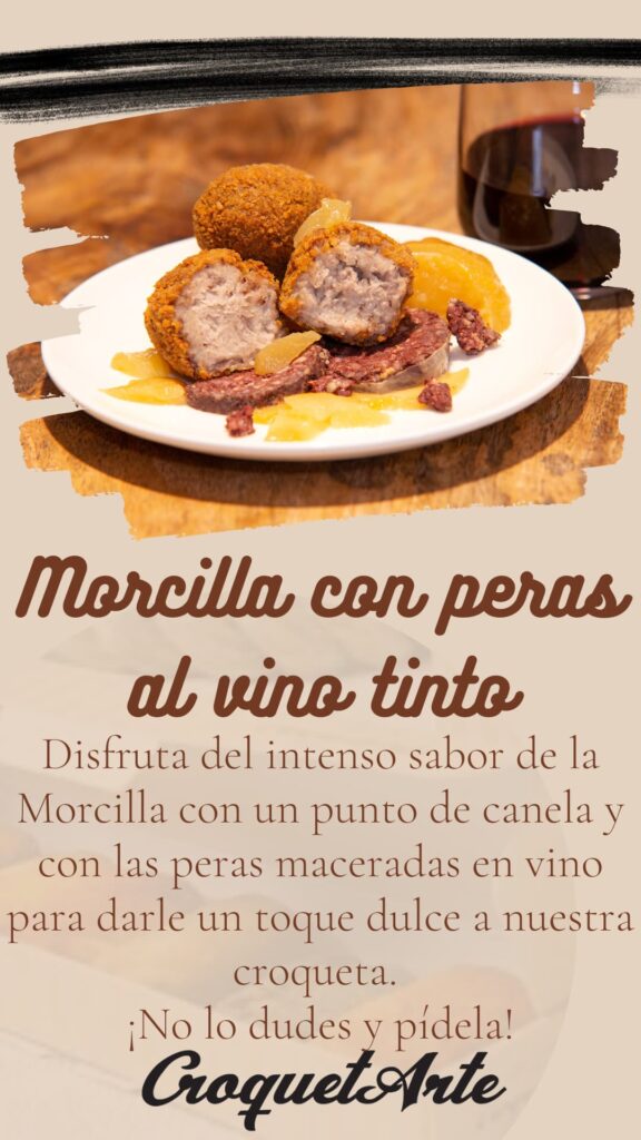 Morcilla con peras al vino tinto - CroquetArte