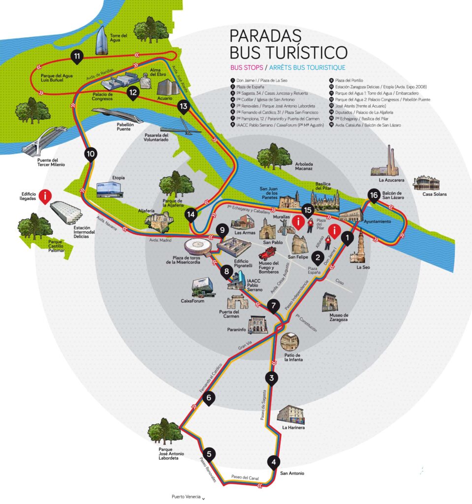 Mapa Bus turístico Zaragoza