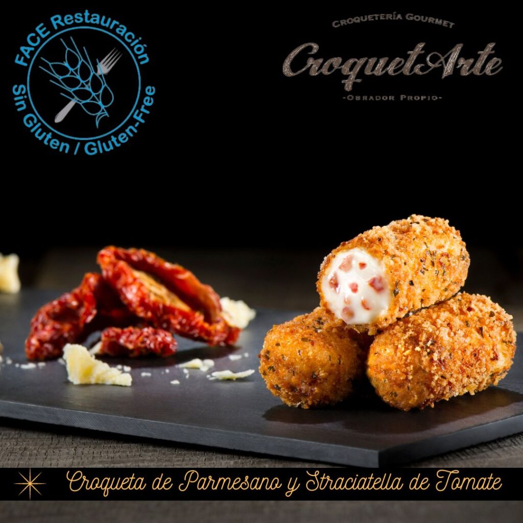 Croqueta Sin Gluten de Parmesano y Straciatella de Tomate - CroquetArte