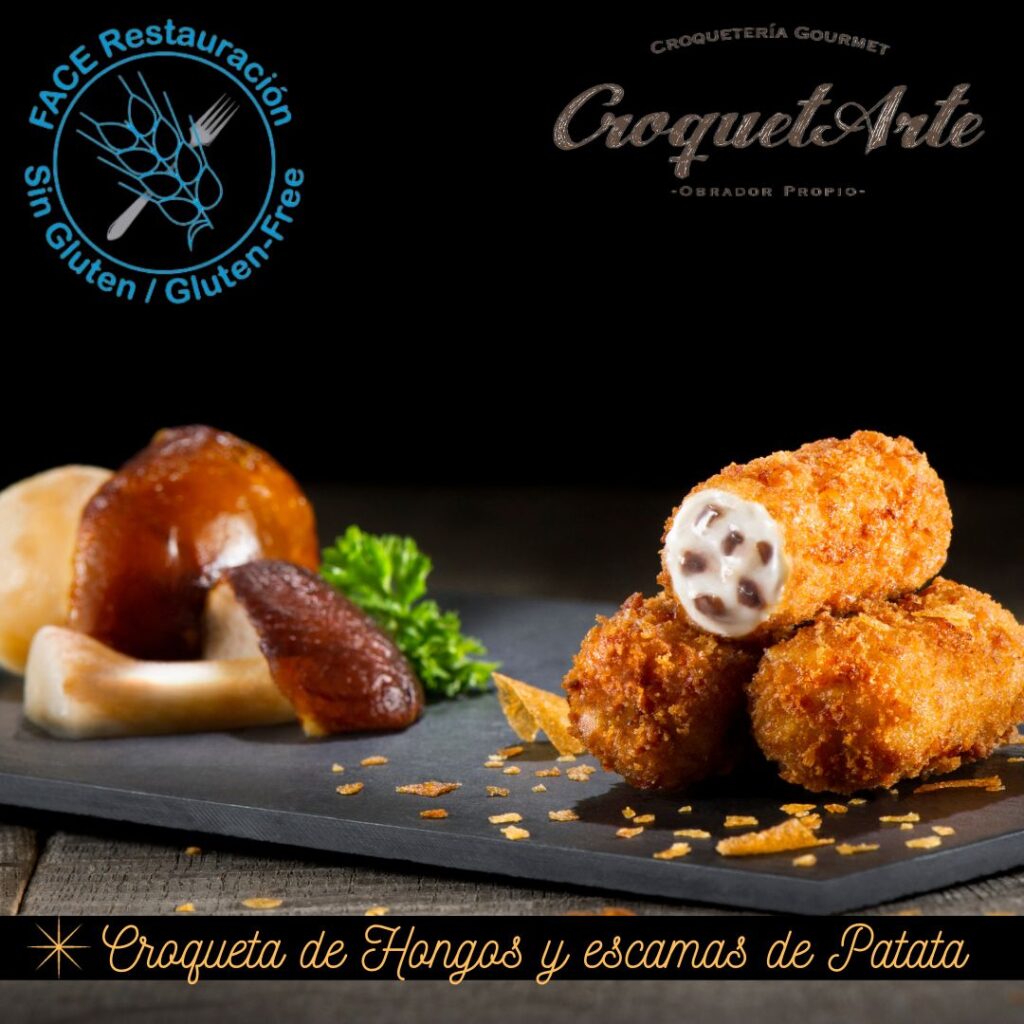 Croqueta Sin Gluten de Hongos y escamas de Patata - CroquetArte