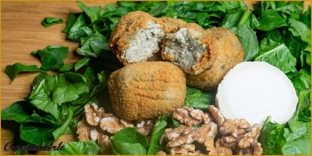 Croqueta de Espinacas con Queso Cabra y Nueces - CroquetArte